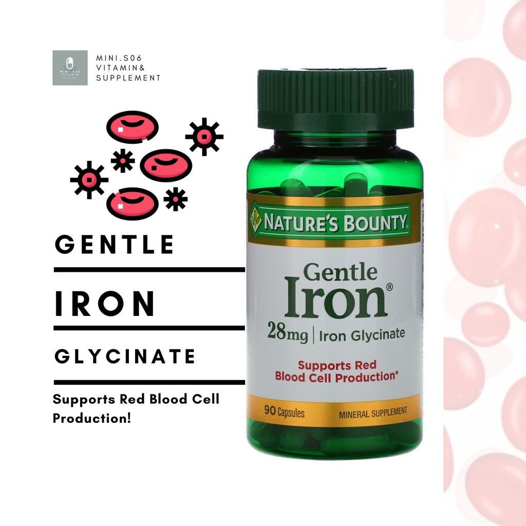 [ ธาตุเหล็ก ] Nature's Bounty, Gentle Iron 28 mg x 90 แคปซูล (Capsules)