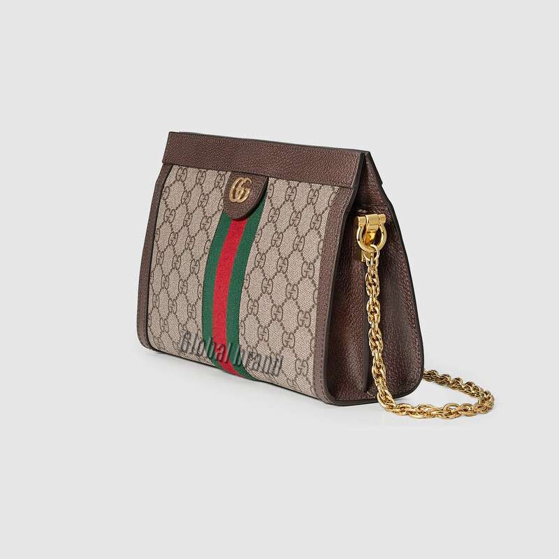 Gucci Beige/Brown GG Supreme Canvas and Leather Ophidia Pouch at 1stDibs