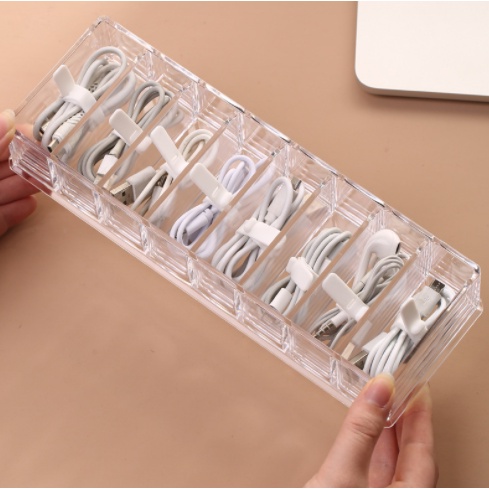 พร้อมส่ง กล่องเก็บสายไฟอะคริลิคใส ที่เก็บสายไฟ