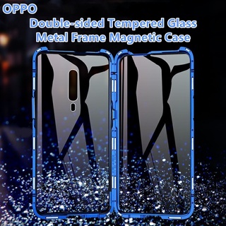 Oppo Reno7 Reno7Pro Reno7Z Reno8Z⭐เคสโทรศัพท์มือถือ กระจกนิรภัย กรอบโลหะ แม่เหล็ก สองด้าน⭐Reno6z Reno6 Reno5 Reno3