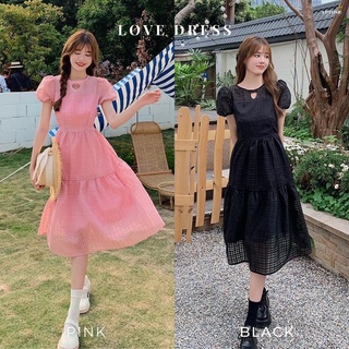 🇹🇭พร้อมส่ง🇹🇭 UP156 Love dress เดรสยาวสุดคิวท์ งานผ้าสุดน่ารัก พรีเมียมสุดๆค่ะ งานบุซับในทั้งตัว แขนดอลลี่ ดีเทลเว้าหลัง