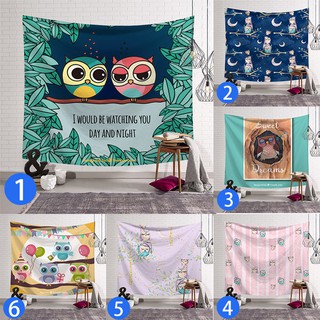 A136 การตกแต่งกำแพงเมือง อุปกรณ์ตกแต่งห้อง Beautiful Cute Owl Wall Hanging Tapestry Wall Decoration