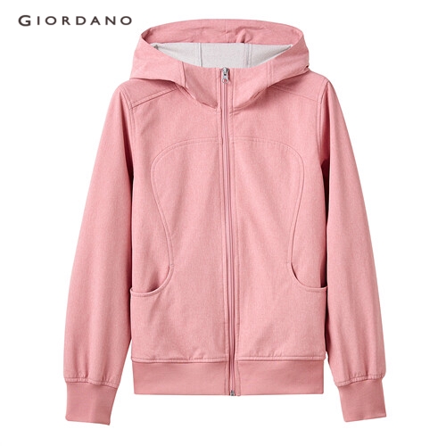 GIORDANO WOMEN Solid stand collar hooded jacket 13379819