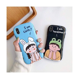 เคสไอโฟน เคสซิลิโคน 11 promax iPhone case เคสนิ่ม เนื้อซิลิโคน for iPhone X XS MAX XR  7+ 8PLUS cuteฟ้า/handsomeดำ