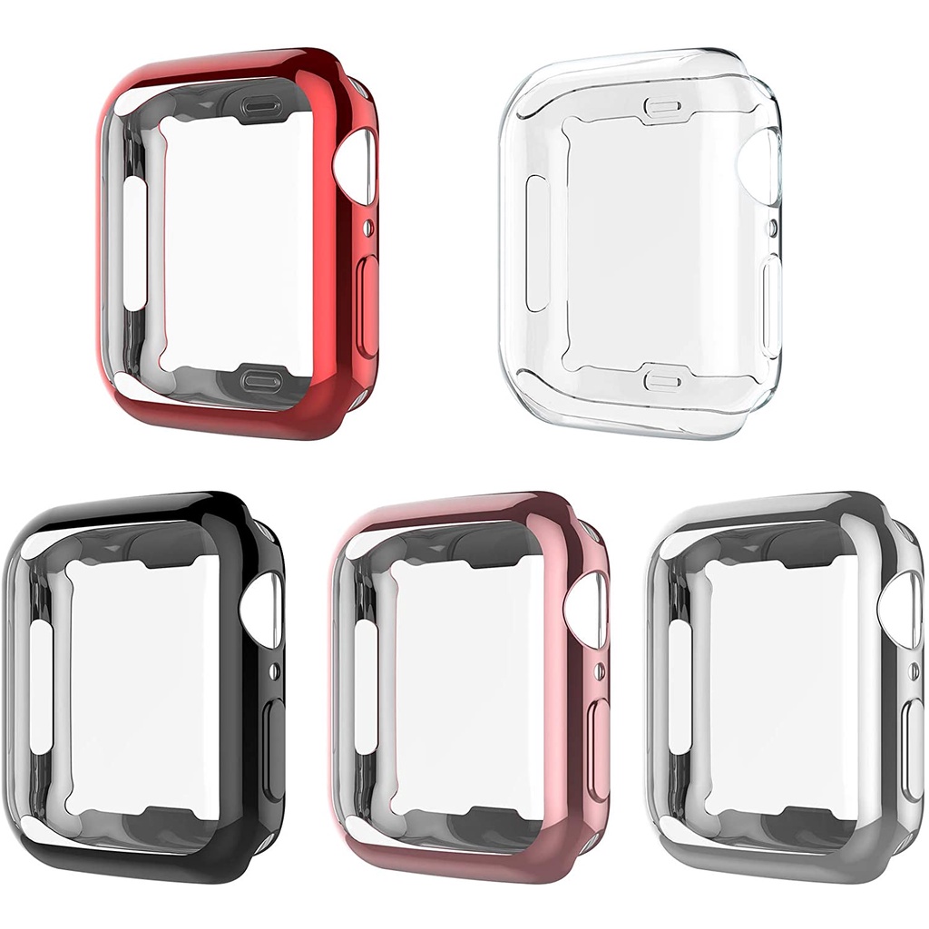 เคส TPU นิ่ม พร้อมฟิล์มกันรอยหน้าจอ สําหรับ Apple Watch 45 41 44 40 42 38 มม. Series 9 8 7 SE 6 5 4 3 2 1