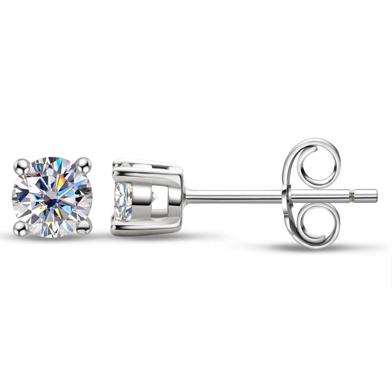 3 mm/ 4 mm moissanite diamond earrings ต่างหูเงิน 925 ประดับเพชรโมอิส ขนา