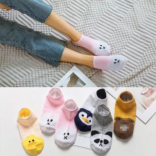 Women Low Cut Socks Girls Student Cartoon Animal Pattern Cute Casual Ankle for Daily Life