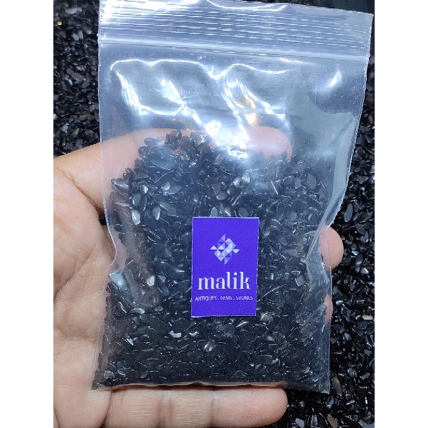 หินแบลคออบซิเดียน ( Black Obsidian ) ขนาดเล็ก หินเเท้ สีดำเนื้อใส ในถุงขนาด 100 กรัม ราคาพิเศษ