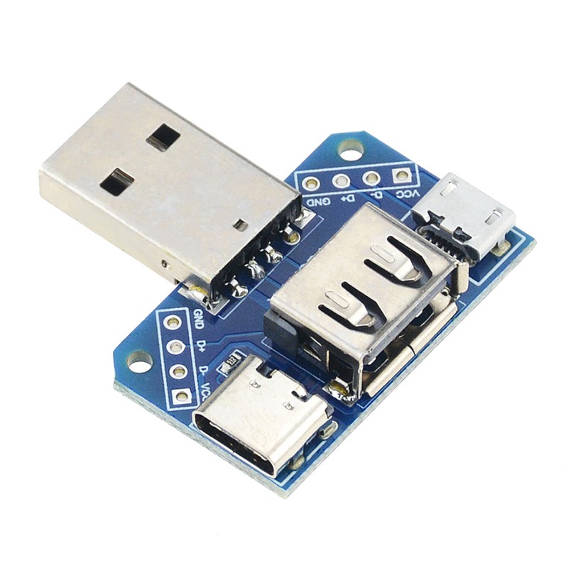 4 in 1 USB to Micro to Type-C 4P 2.54mm Connector Adapter Plate Male to Female USB Connector