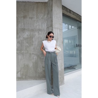 กางเกงขากระบอกใหญ่เอวสูง Moca Trousers