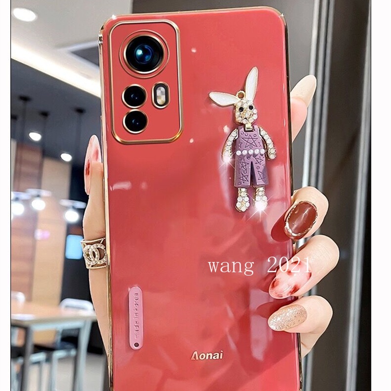 2022 New Casing Xiaomi 12T Pro 12 Lite POCO M5s C40 เคส Phone Case Straight Edge Plating with Trendy Rabbit Ultra-thin Silicone Soft Back Cover เคสโทรศัพท #8