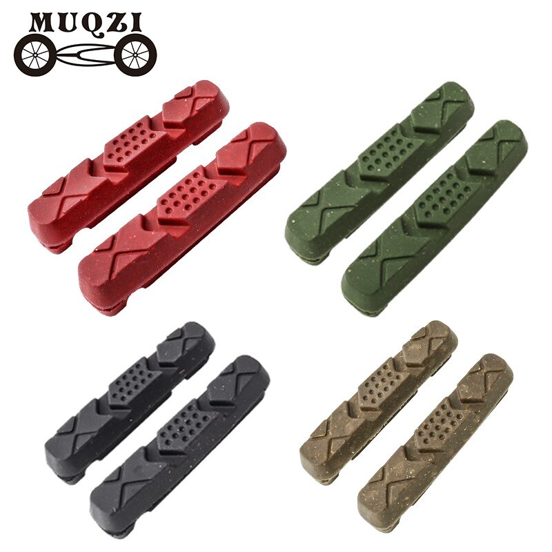 MUQZI (2คู่)ผ้าเบรคจักรยานเสือหมอบ สำหรับขอบล้อคาร์บอน/อลูมิเนียม Bike Brake Pads For Carbon /Aluminum
