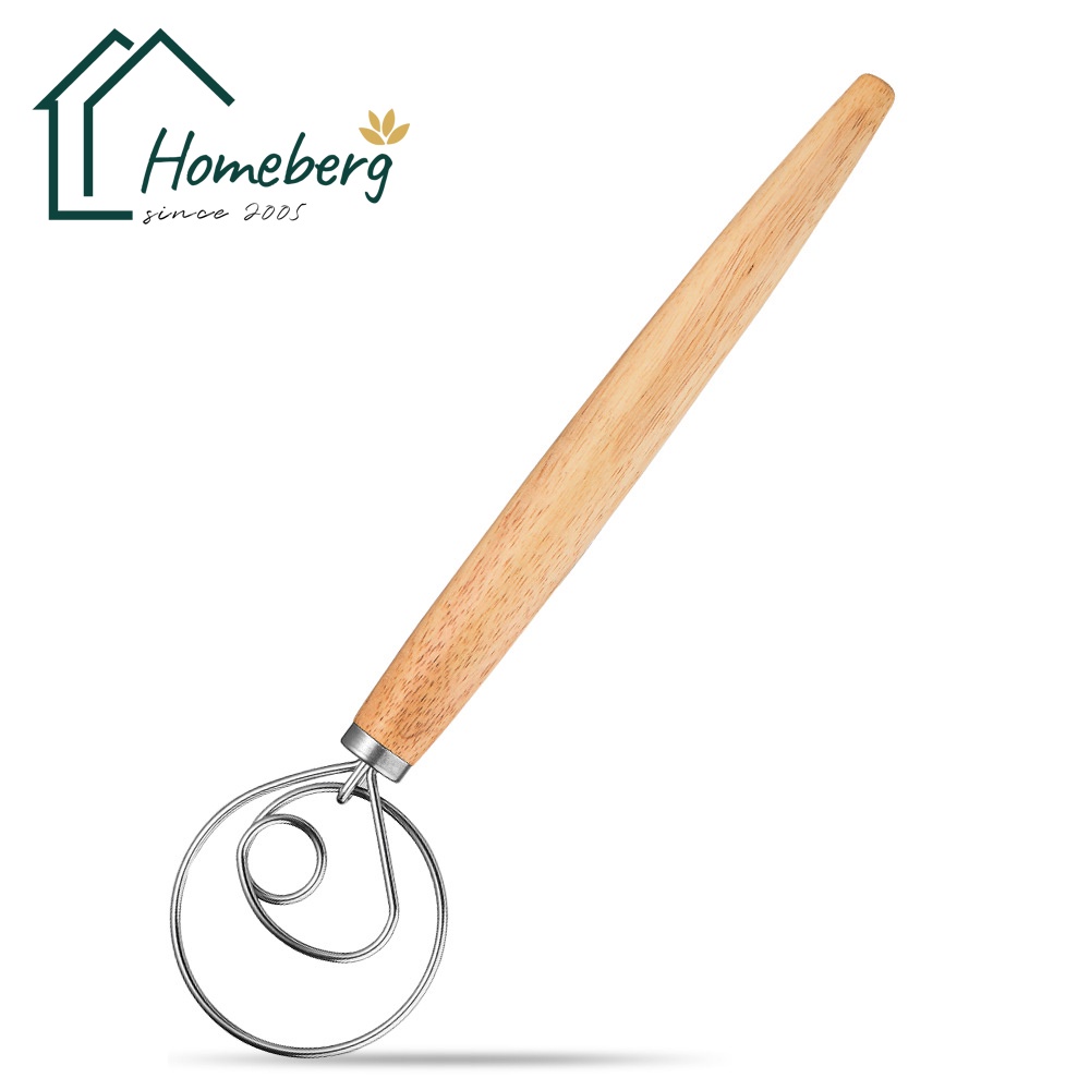 HOMEBERG Danish whisk ไม้พาย ตะกร้อตีไข่ ตะกร้อมือ ที่ตีไข่ ที่ตีแป้ง ผสมอาหาร แป้ง ขนมปัง เบเกอรี่ อุปกรณ์ทำขนม