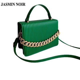 กระเป๋าถือ แต่งสายโซ่ พิมพ์ลายทาง Jasmin Noir สําหรับผู้หญิง