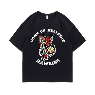 เสื้อยืดครอปใหม่ เสื้อยืดผ้าฝ้าย 100% พิมพ์ลาย Stranger Things 4 Eddie Munson Sons of Hellfire Club Hawkins สไตล์พังก์ร็