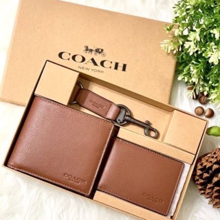 COACH COMPACT ID WALLET IN CANVAS SIGNATURE LEATHER