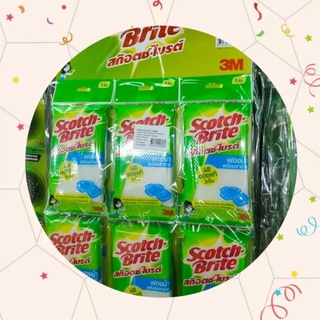 Scotch Brite สก๊อตช์ไบรต์ สก็อตไบรท์ ฟองน้ำหุ้มตาข่าย ฟองน้ำล้างจาน ฟองน้ำล้างแก้ว 1 แผง*12 ชิ้น