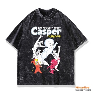 เสื้อยืด พิมพ์ลายการ์ตูนผี Casper The Friendly Ghost 90s ขนาดใหญ่ สไตล์คลาสสิก