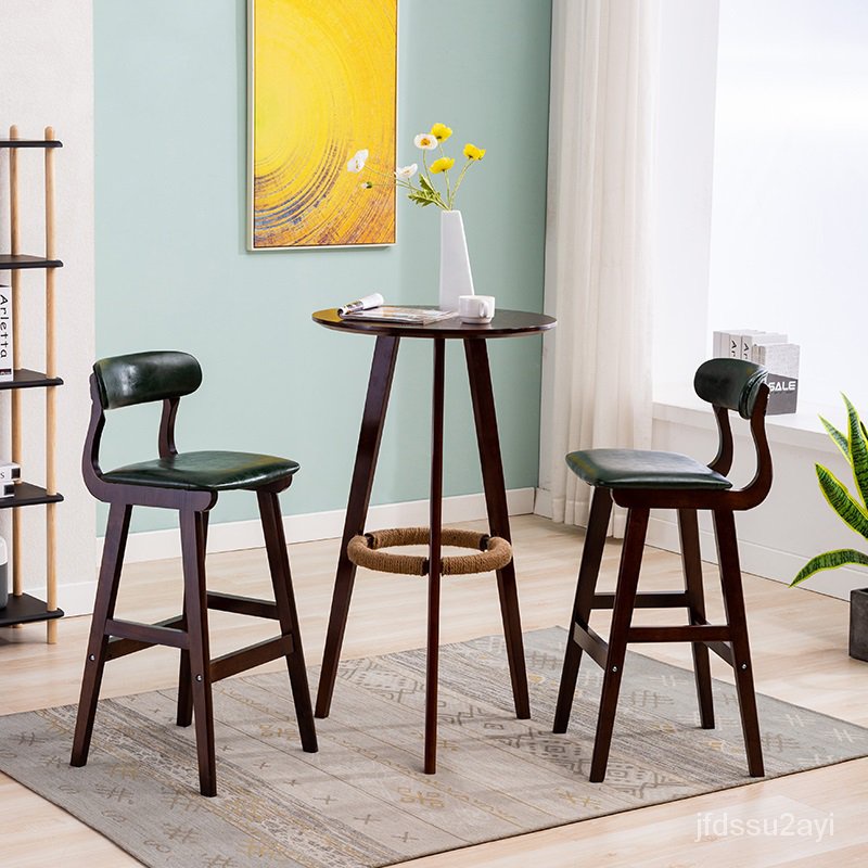 Simple Modern Nordic Solid Wood Bar Table and Chair Combination Bar