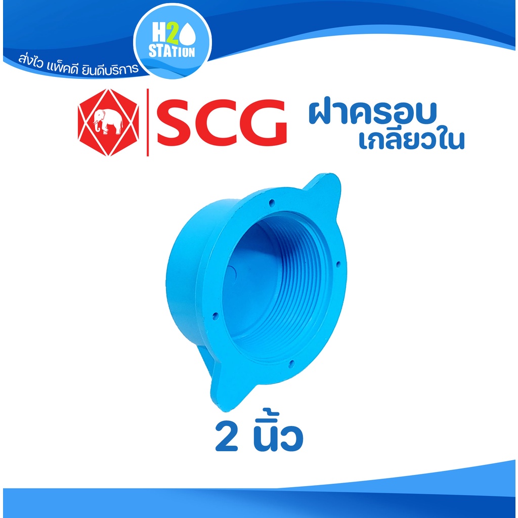 ข้อต่อ PVC (หนา) 2 นิ้ว (55 มม.) ฝาครอบ เกลียวใน : ตราช้าง SCG ข้อต่อท่อ พีวีซี