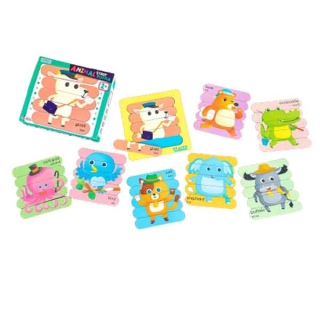 MISBOOK จิ๊กซอว์ภาพสัตว์ Animal Strip Puzzle (ซื้อแยกกล่องได้) จิ๊กซอว์ไม้ไอติม ของเล่นเสริมพัฒนาการ ของเล่นเด็ก