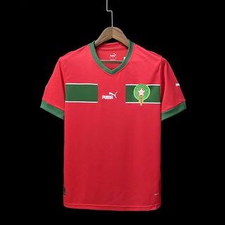 เสื้อกีฬาแขนสั้น ลายทีมชาติฟุตบอล Morocco 2022 2023 ชุดเหย้า สําหรับผู้ชาย ไซซ์ S - XXL 22 23