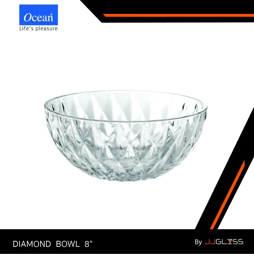 JJGLASS - (Ocean) P00124 Diamond Bowl 8 - ชามแก้ว ถ้วยแก้ว ชามโอเชี่ยน สำหรับใส่ขนมหวาน ผลไม้ หรือซุปต่างๆ