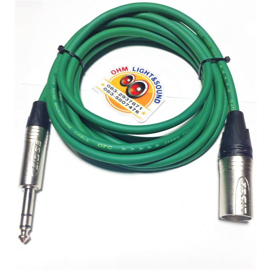 LIDGEสายสัญญาณสีเขียว XLR M TO TRS 1/4 6 mm อย่างดี หัวและสายยี่ห้อLIDGE หุ่มท่อหดทุกจุด เครื่องเสียง แจ็ค กีต้าร์ สายไ