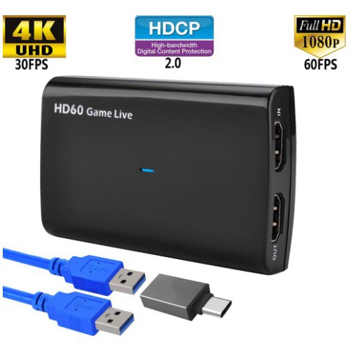 HDMI เกมการ์ดบันทึกสำหรับสตรีมสด วิดีโอ 1080P HD Y&amp;H HDMI HD Video Capture Card 4K 30P In/Out 1080P 60fps For Game/Video