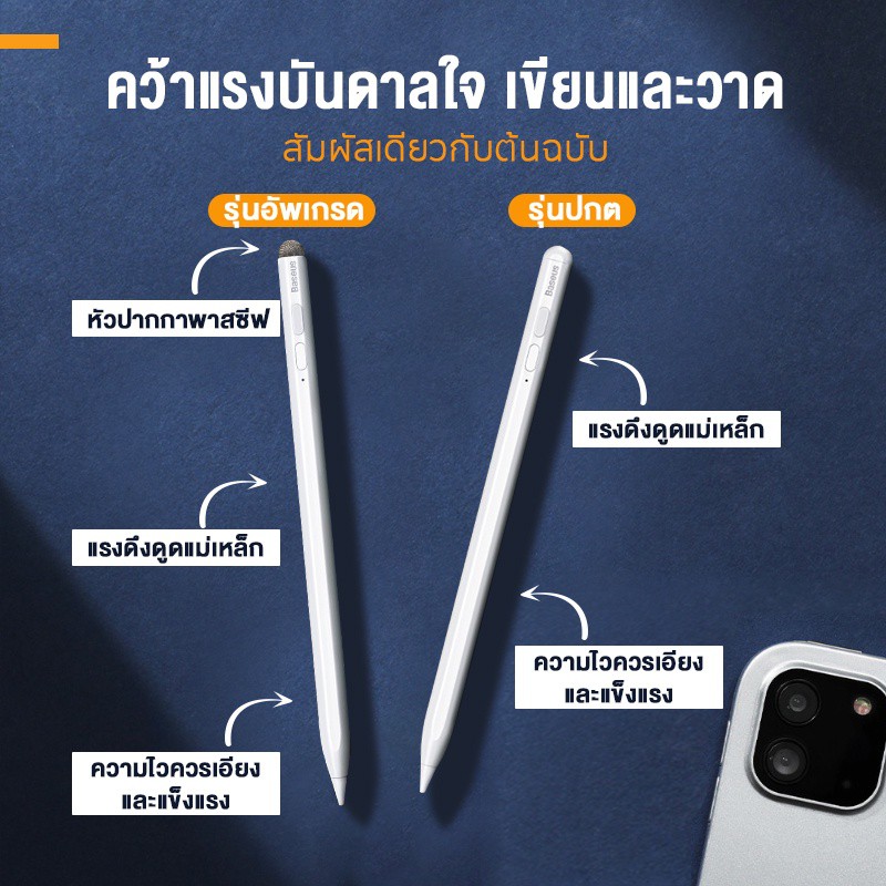 ✼⊙[เหลือ 899 โค้ด  1115EL10] Baseus ipad Pencil stylus ปากกาสไตลัส ใช้ร่วมกับ Apple iPad Air 4, iPad Pro 2021, iPad mini