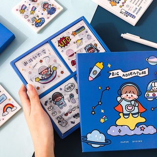 สติกเกอร์ไดคัท 100 แผ่น/กล่อง เซตอวกาศ Sticker Box Set สติ๊กเกอร์ตกแต่ง DIY ลายการ์ตูนน่ารัก