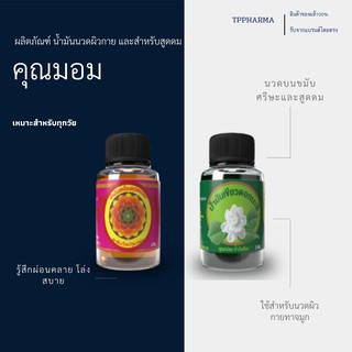 คุณมอม น้ำมันนวดผิวกาย และสำหรับสูดดม แก้อาการวิงเวียนศีรษะ ผสมสมุนไพรจากธรรมชาติ ตำรับโบราณกลิ่นหอมละมุน