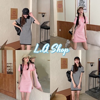 L,A Shop ​พร้อมส่ง เดรสไหมพรมคอปก ลายชิโนริ2สี น่ารักสุดๆเลยจ้า "51027"