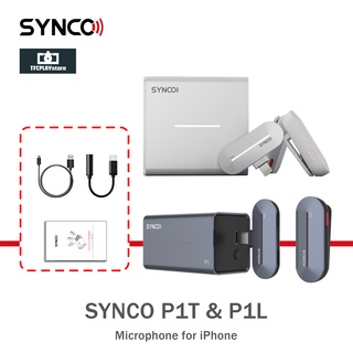 Synco P1 L/T P1L P1T ระบบไมโครโฟนไร้สาย 2.4GHz ช่องสัญญาณคู่ แบบเรียลไทม์ ไมค์คอนเดนเซอร์ สําหรับ Type C Lightning IPhone Android