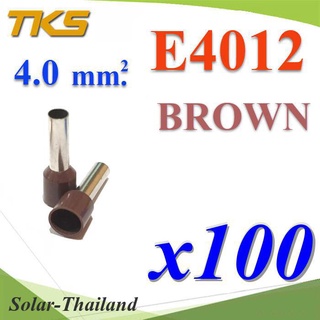 หางปลากลม คอร์ดเอ็น แบบมีฉนวน สำหรับสายไฟ ขนาด 4.0 Sq.mm (สีน้ำตาล แพค 100 ชิ้น) รุ่น E4012-BROWN