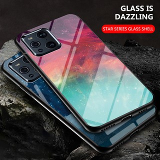 Luxury Starry Sky Glass Phone Case เคสแข็ง เคสโทรศัพท์ สำหรับ OPPO Findx3 pro Find X3  ไล่ระดับสี แก้วเคสโทรศัพท์สำหรับ อุปกรณ์ Find X3Pro Find X3 Pro Hard Cover