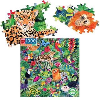 eeBoo Amazon Rainforest 1000 Piece Puzzle - จิ๊กซอว์รูปสิ่งมีชีวิตในป่าอะเมซอน แบบ 1000 ชิ้น