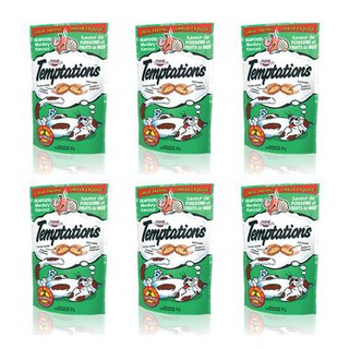Whiskas Temptations Seafood Flavor 85g (6 Units) ขนมแมว รสซีฟู้ด สำหรับแมวโต อายุ 1 ปีขึ้นไป 85g (6ซอง)