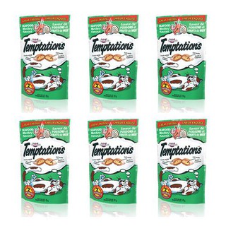 Whiskas Temptations Seafood Flavor 85g (6 Units) ขนมแมว รสซีฟู้ด สำหรับแมวโต อายุ 1 ปีขึ้นไป 85g (6ซอง)