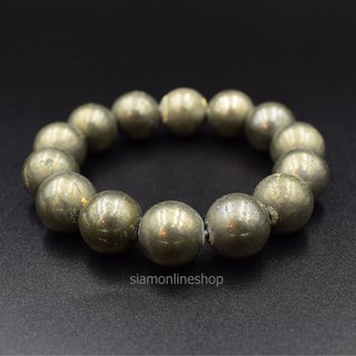 PYRITE ไพไรต์ เพชรหน้าทั่ง ขนาด 12 มม. สร้อยข้อมือหินแท้ by siamonlineshop