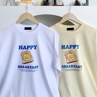 2023 MOST เสื้อยืด Oversize ลาย Happy Toast ผ้าหนา สกรีนคุณภาพ OVS ZO