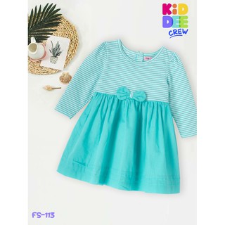 KiddeeCrew ชุดกระโปรงเด็กสีเขียวมีโบว์ตรงกลาง Dress gree เหมาะสำหรับอายุ 12เดือน -24 เดือน