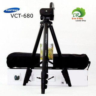 YUNTENG ขาตั้งกล้อง รุ่น Yunteng VCT-680 (สีดำ) แถมตัวหนีบมีอถือยึดได้สูงสุด105mm ส่วนสูง 145ซม.