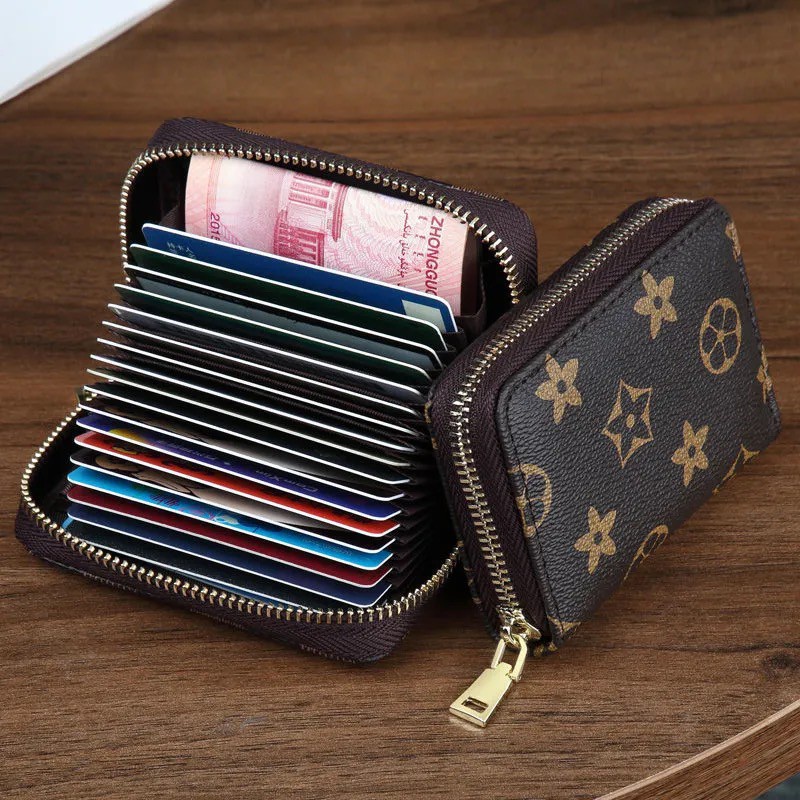 card holder men's and women's card holder old flower large capacity card holder