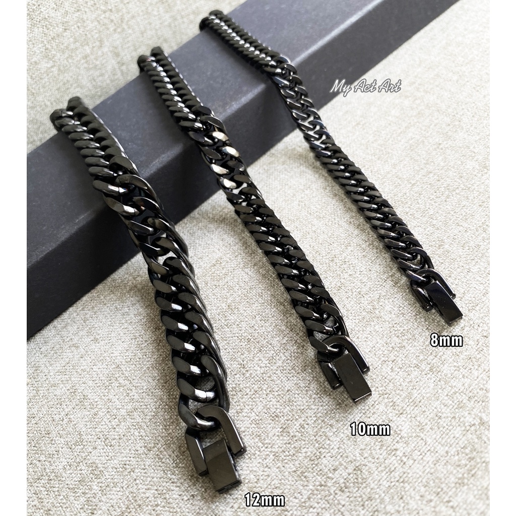 สร้อยข้อมือ สแตนเลส 8-10-12 mm เลสข้อมือ สีดำ สร้อยข้อมือโซ่ สร้อยข้อมือแสตนเลส แท้ราคาถูก ล็อคนาฬิกา ราคา ถูกที่สุด ดีลบีเคเค แกลเลอรีภาพที่ 5