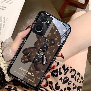 เคส OPPO A57 A77S A78 A17 A17K  A98 A96 A16 A74 A95 A94 A76 A77 A15 A15S เคส OPPO Reno 8T 8Z 6z 6 5 7 7Z 8Z 10 Pro 5Gเคสโทรศัพท์มือถือกระจก กันรอยกล้อง ลาย Bearbrick สําหรับ