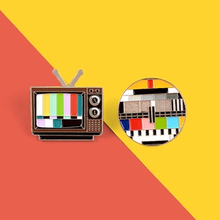 เข็มกลัด Pins ทรงกลมเครื่องประดับสําหรับผู้หญิง Retro Televisio