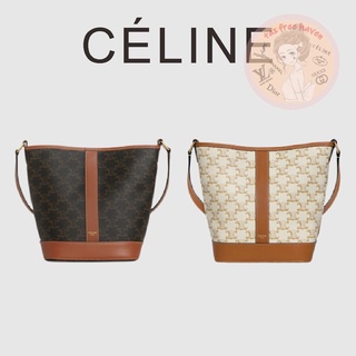 Shopee ราคาต่ำสุด 🔥ของแท้ 100% 🎁Celine Brand New Small Logo Print Bucket Bag