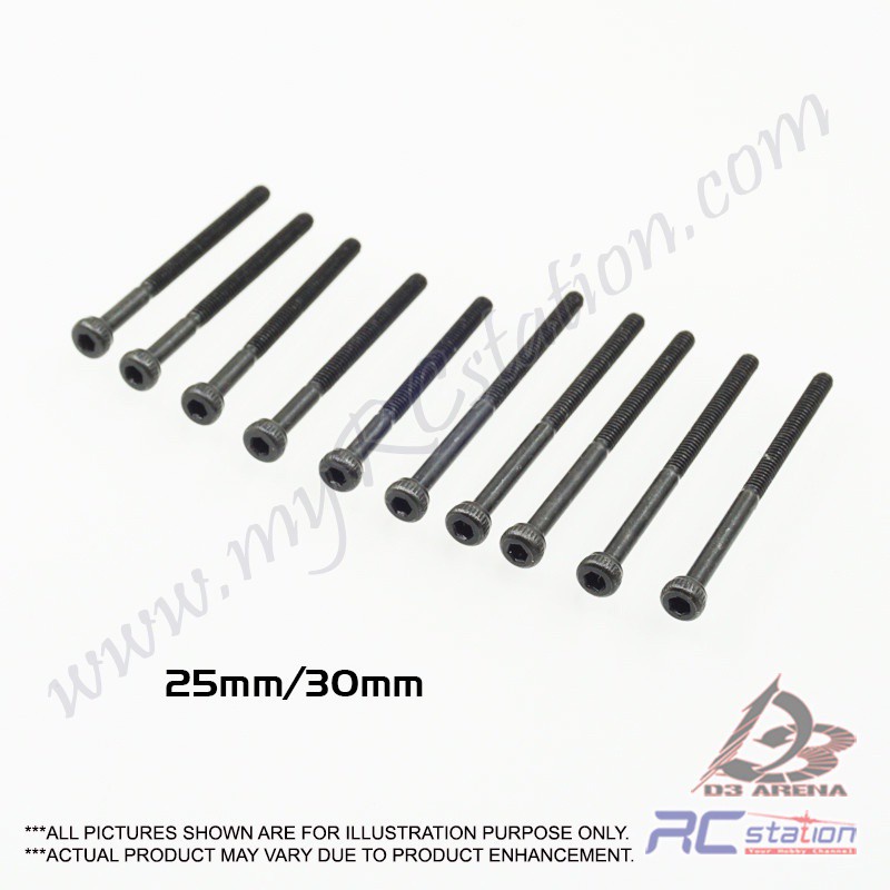 Tamiya Screw M2 AllenKey Half Thread 25mm, 30mm Allen Key Screw Cap Screw Class 12.9