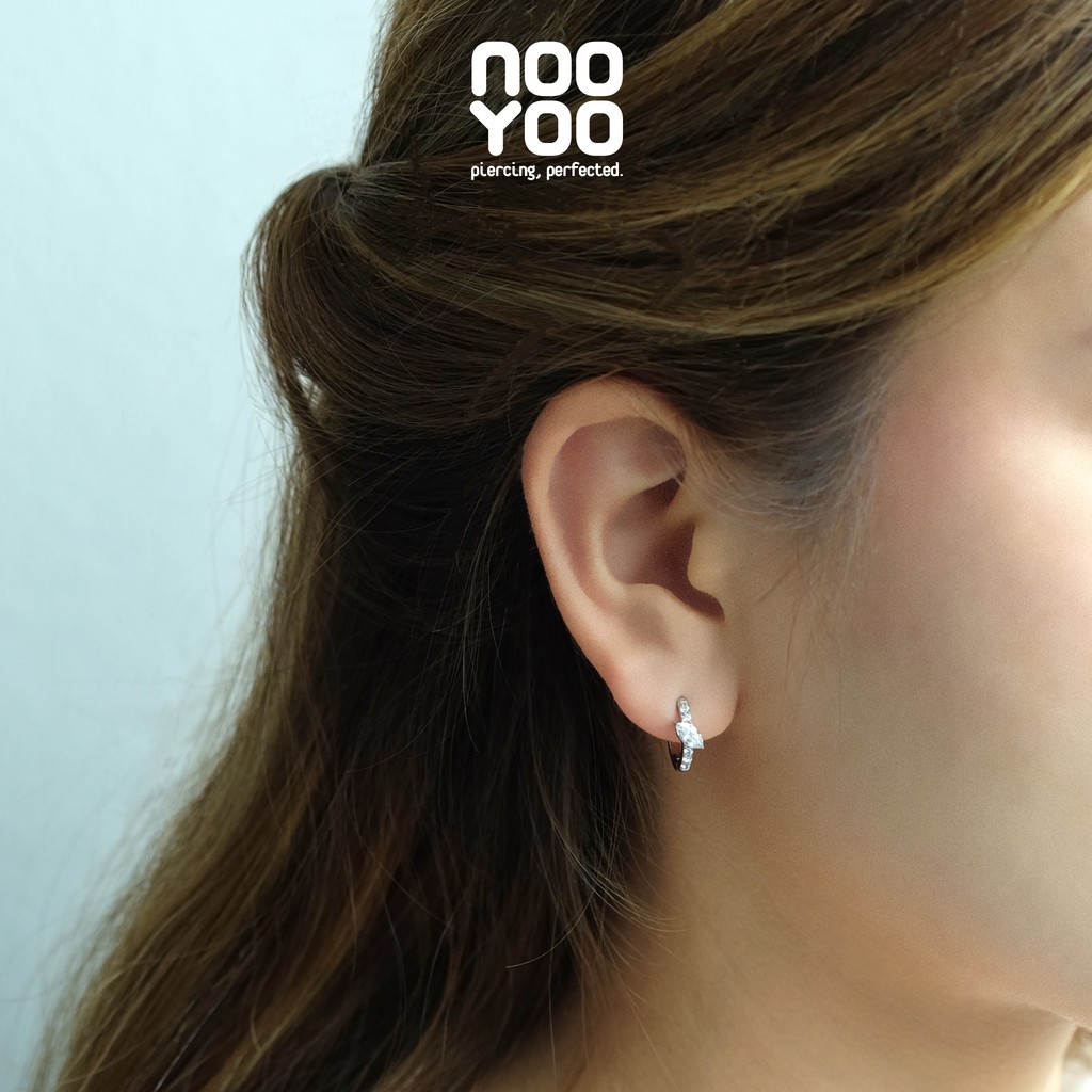 NooYoo حلق حلقي بصف زركون للبشرة الحساسة — ستانلس طبي — صورة 4